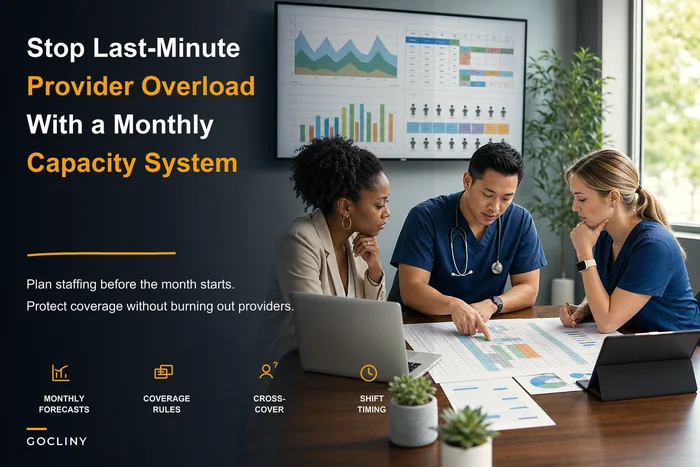 Stop last-minute provider overloads: a repeatable monthly capacity-planning system for multi-provider clinics