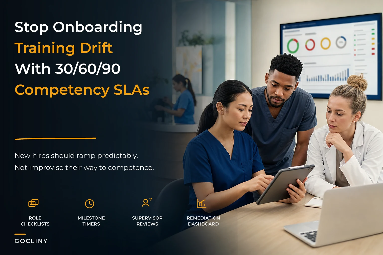 Stop training drift: a clinic staff onboarding system with 30/60/90 competency SLAs and remediation playbooks