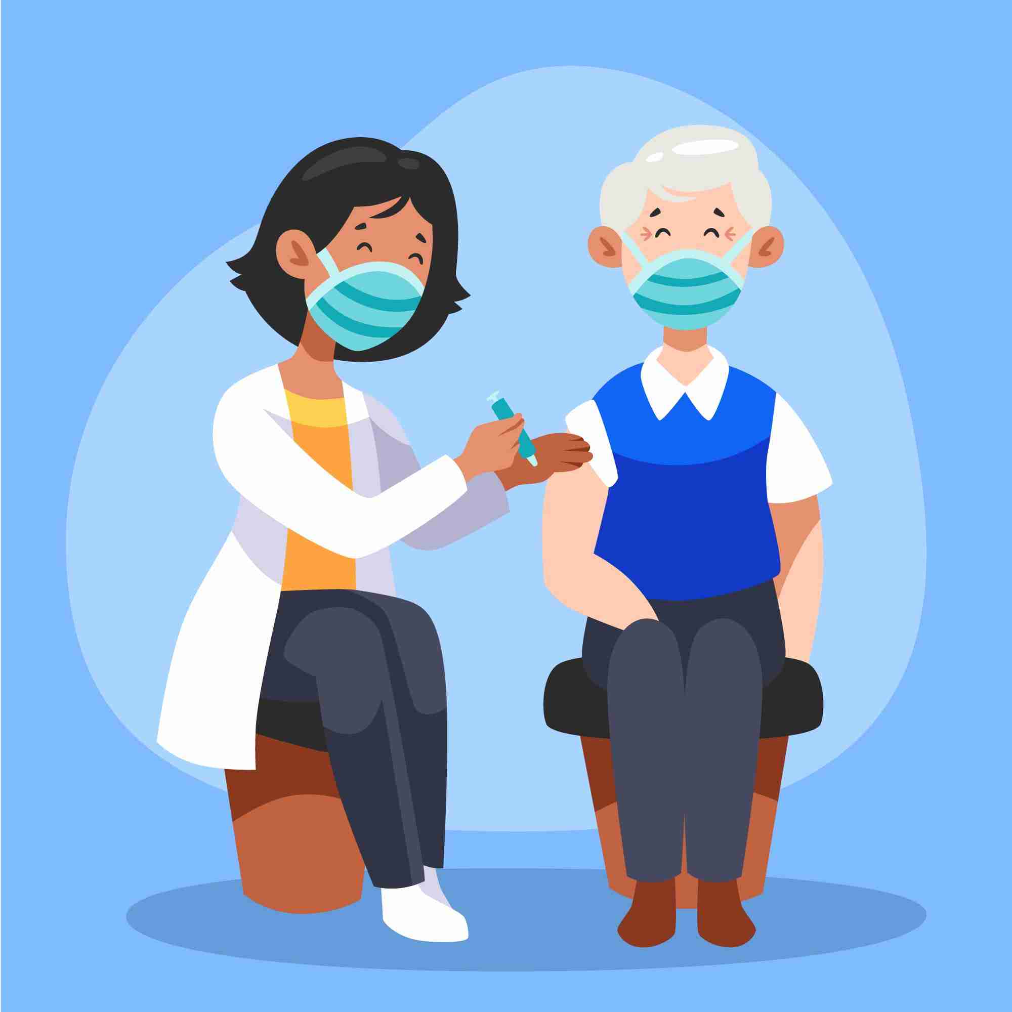 A caregiver tending to a patient without protective gear.