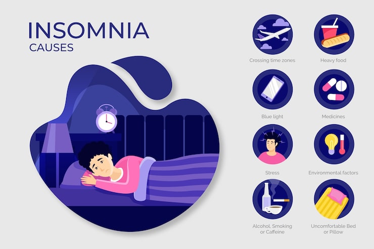Illustration with causes of insomnia
