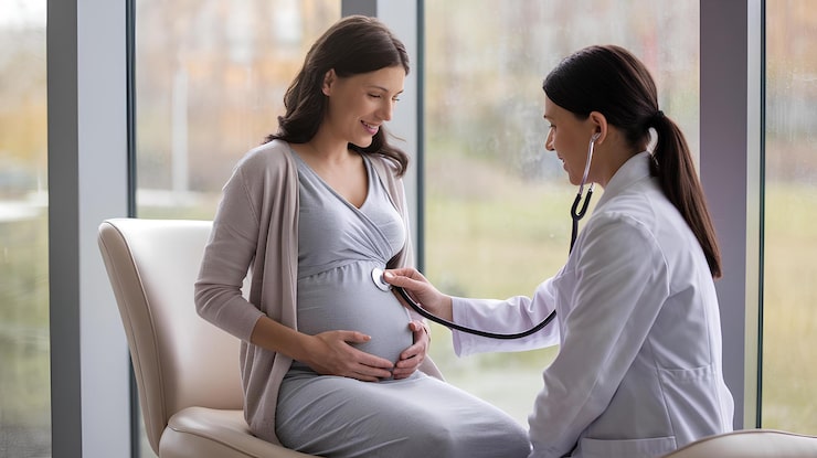 Doctor examining pregnant patient