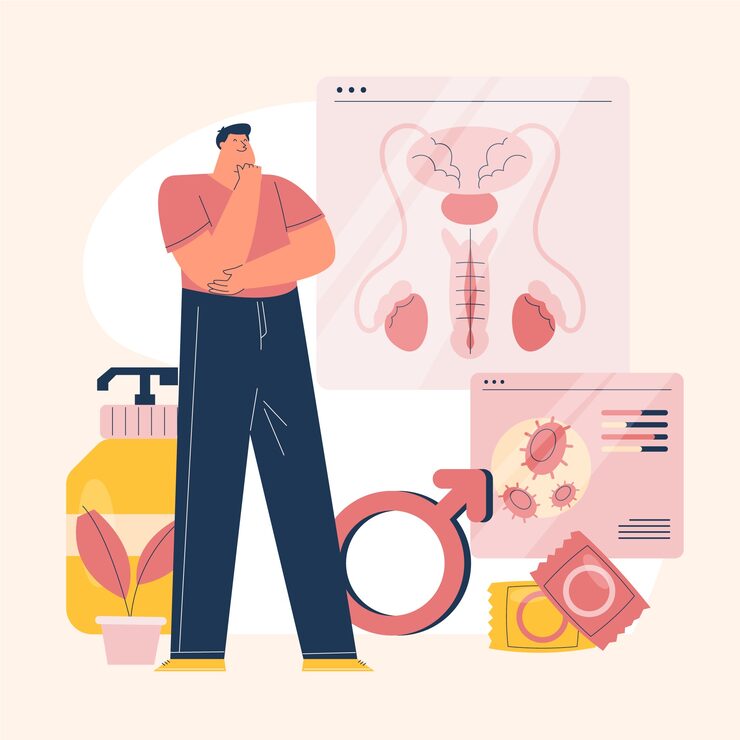 Illustration of the male reproductive organs
