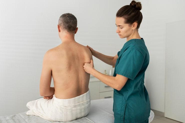a man getting physical therapy post surgery