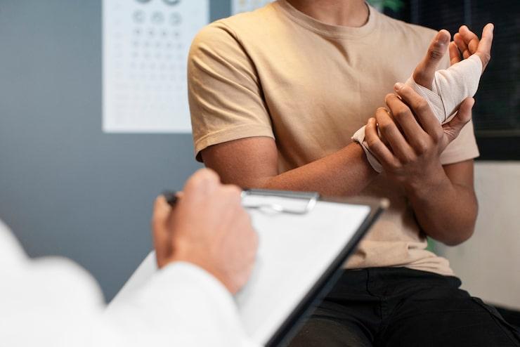 doctor helping patient for nerve injury