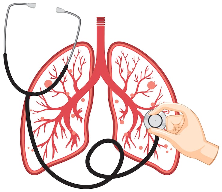 illustration of a doctor checking a pair of lungs