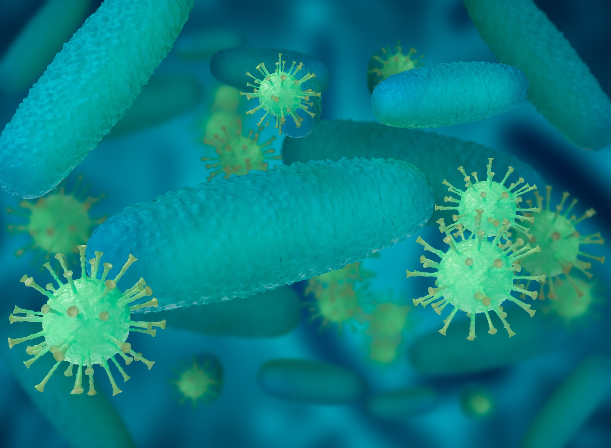 An image depicting bacteria and viruses, explaining how the immune system fights infections.