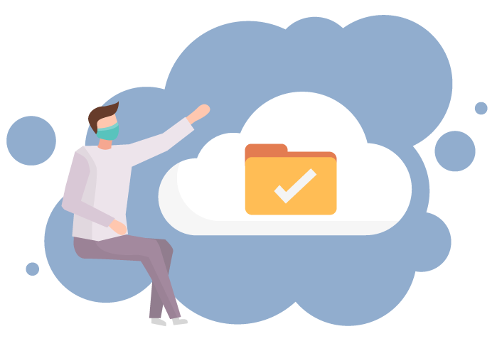 Nurse Pointing To File In Cloud