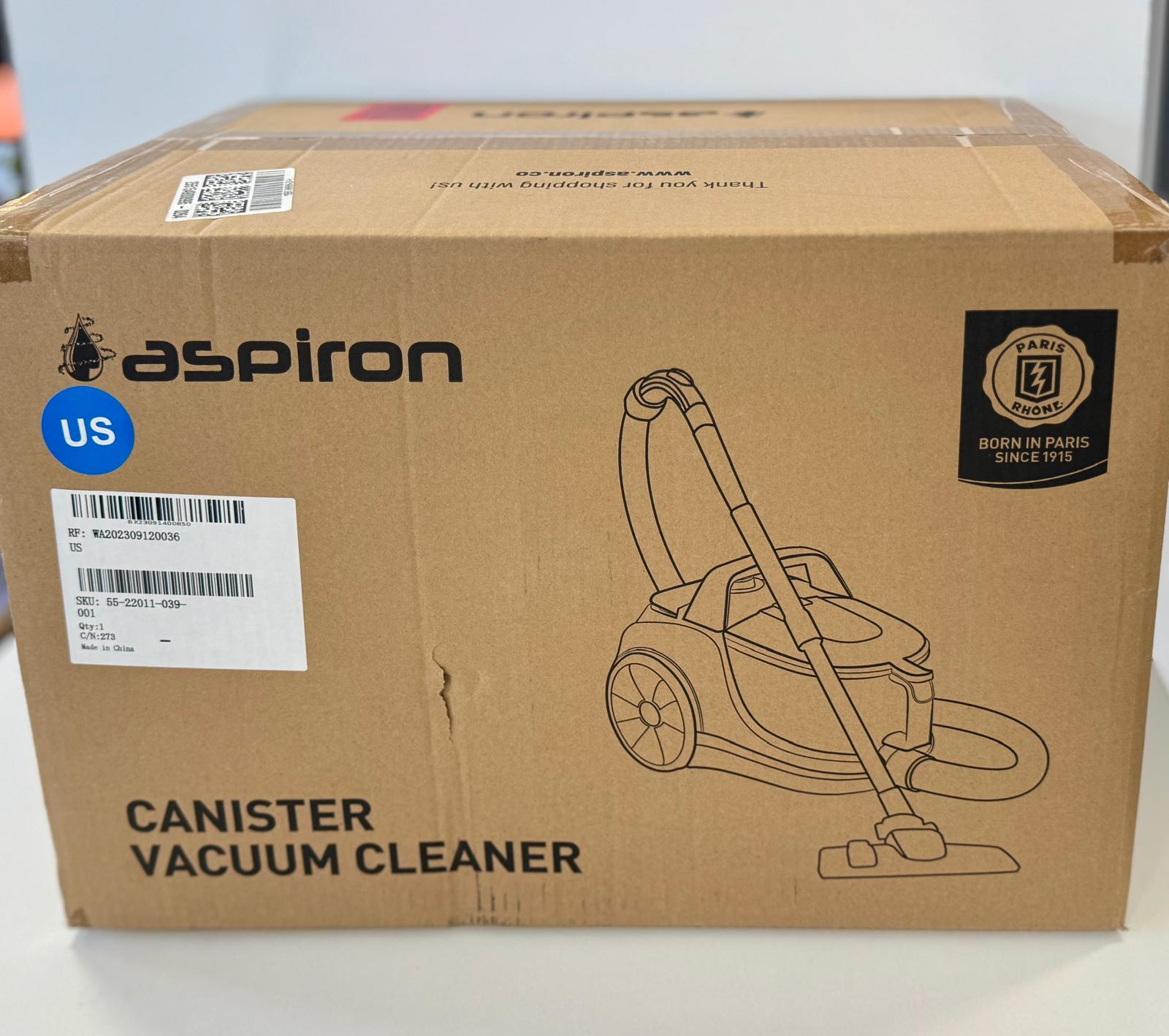 Aspiron Canister Vacuum Cleaner Blue | Powerful Suction | Bagless HEPA | Large Capacity | Lightweight Corded Vacuum