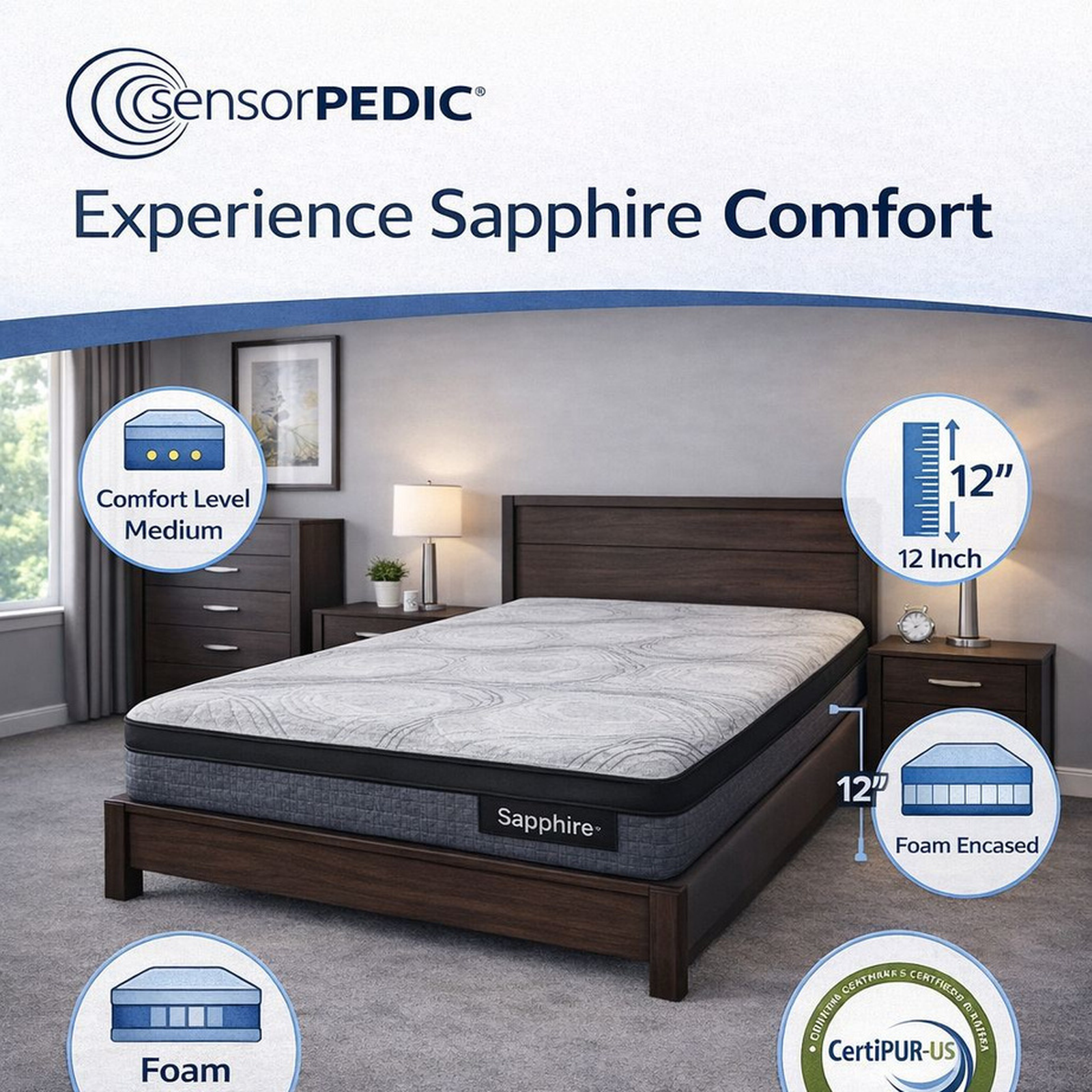Sensorpedic 12" Sapphire Queen