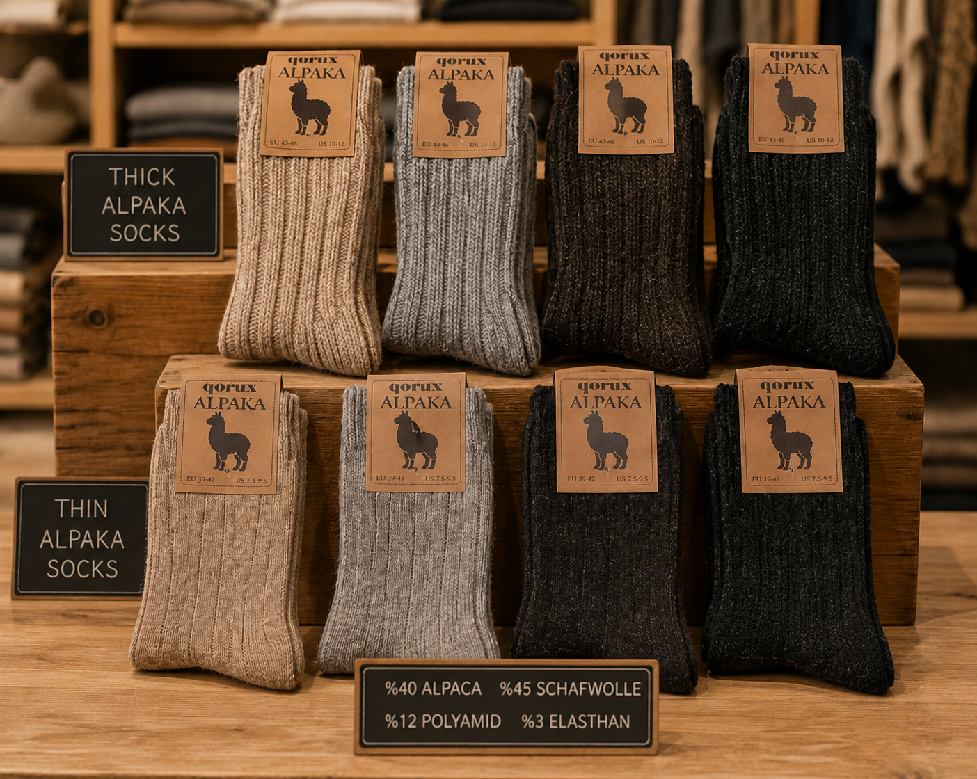Qorux Alpaca Wool Thermal Socks | Lightweight & Thick | Set of 2