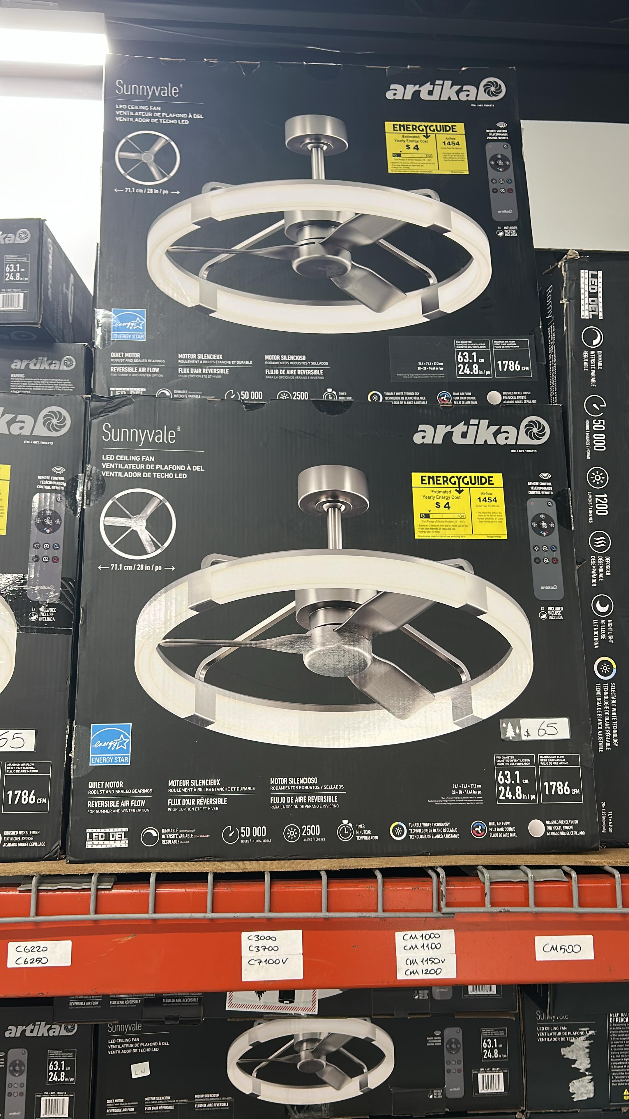 Artika Sunnyvale 28 LED Ceiling Fan with Light (Fandelier) Remote Control Brushed Nickel