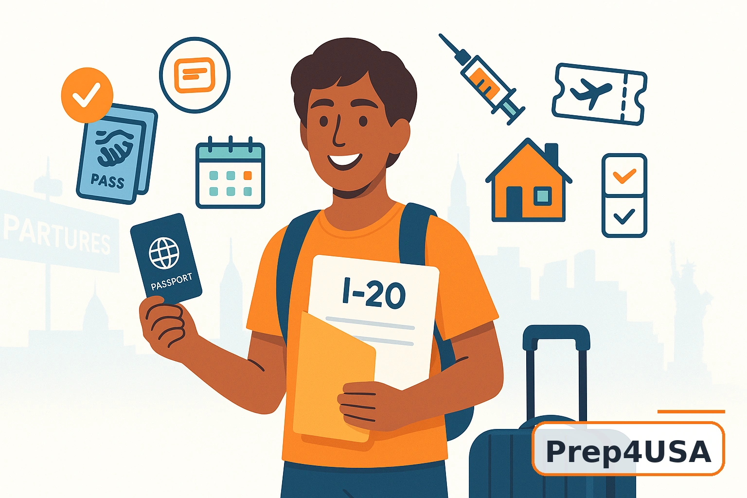 Student receiving I-20 and preparing U.S. study documents
