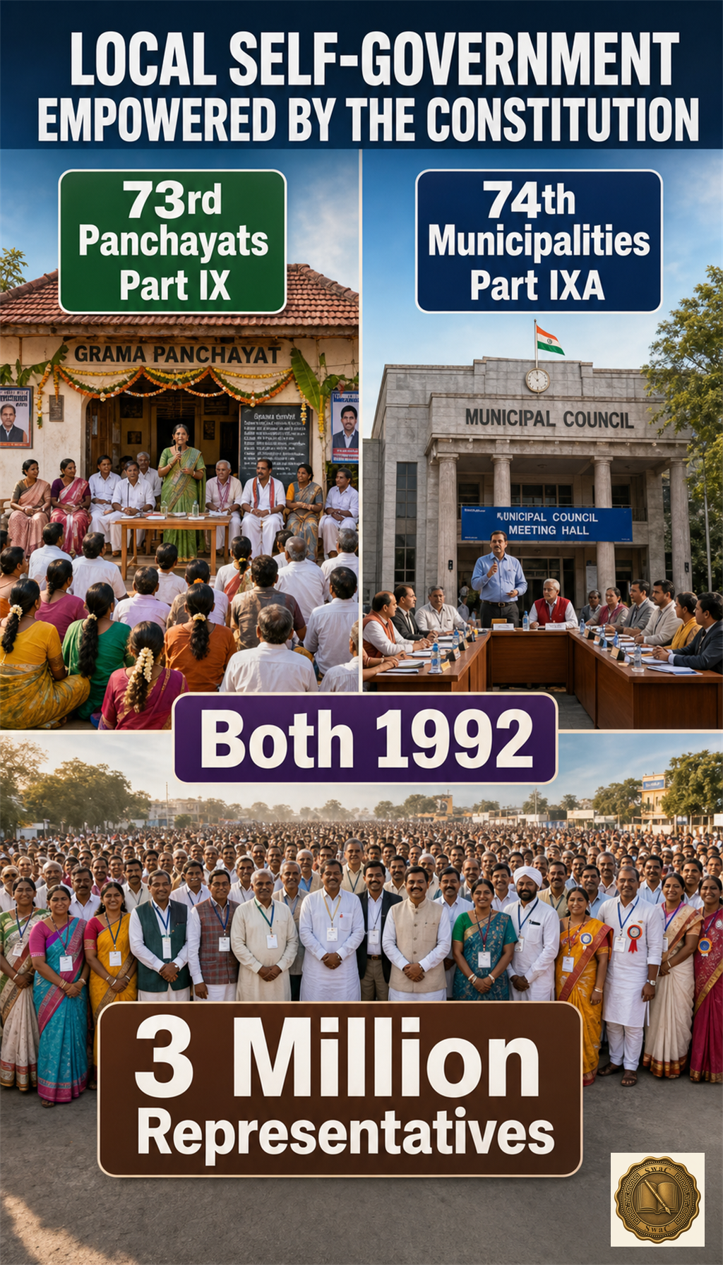 One final twin-panel that consolidates rural vs urban, the two Parts, the shared year, and the scale of the reform.