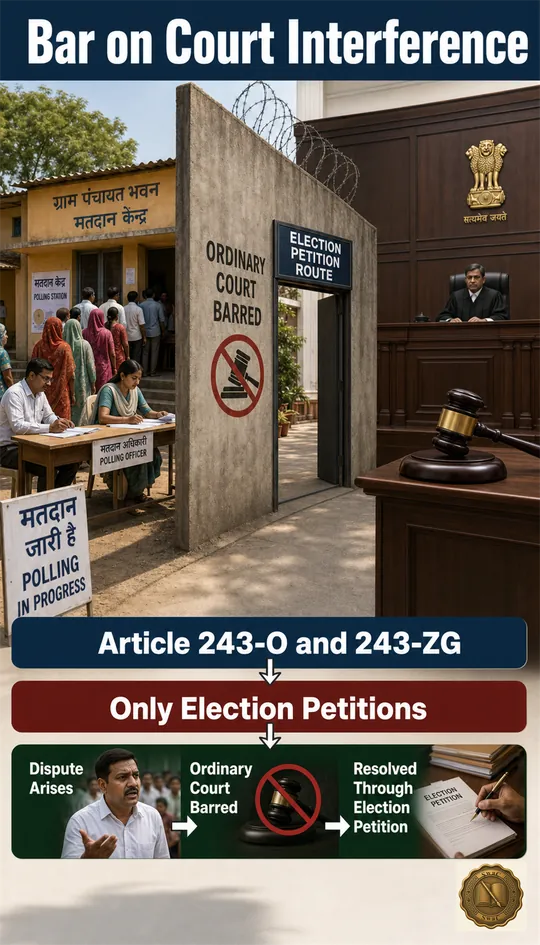 A barrier between the regular courtroom and local elections, with the only doorway being a formal election petition.