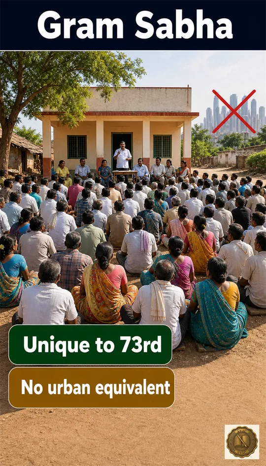 A full village assembly of every registered voter convened in the open, marked as a rural-only institution with no city counterpart.