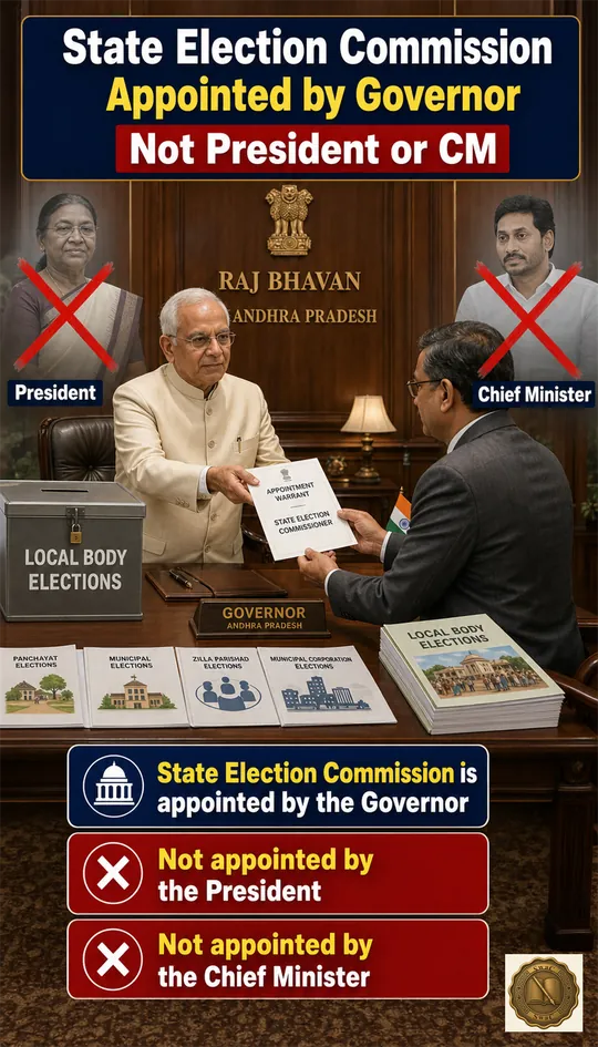 The Governor formally handing the appointment warrant to the State Election Commissioner, with the President and the Chief Minister visibly ruled out as the appointing authority.