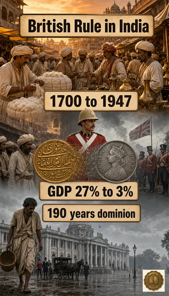 British rule was not a regime change but an economic hollowing — a civilisation that held 27 percent of world GDP in 1700 was reduced to 3 percent by 1947.