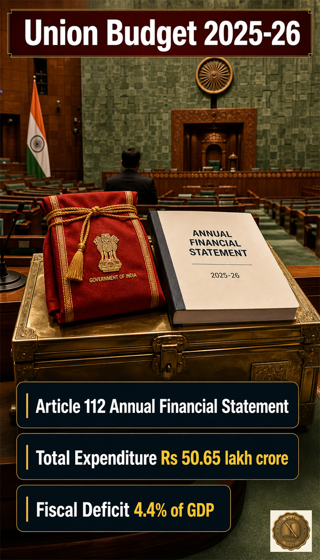 One bound government document, presented annually in Parliament under Article 112, that holds the entire nation's revenue and expenditure plan.