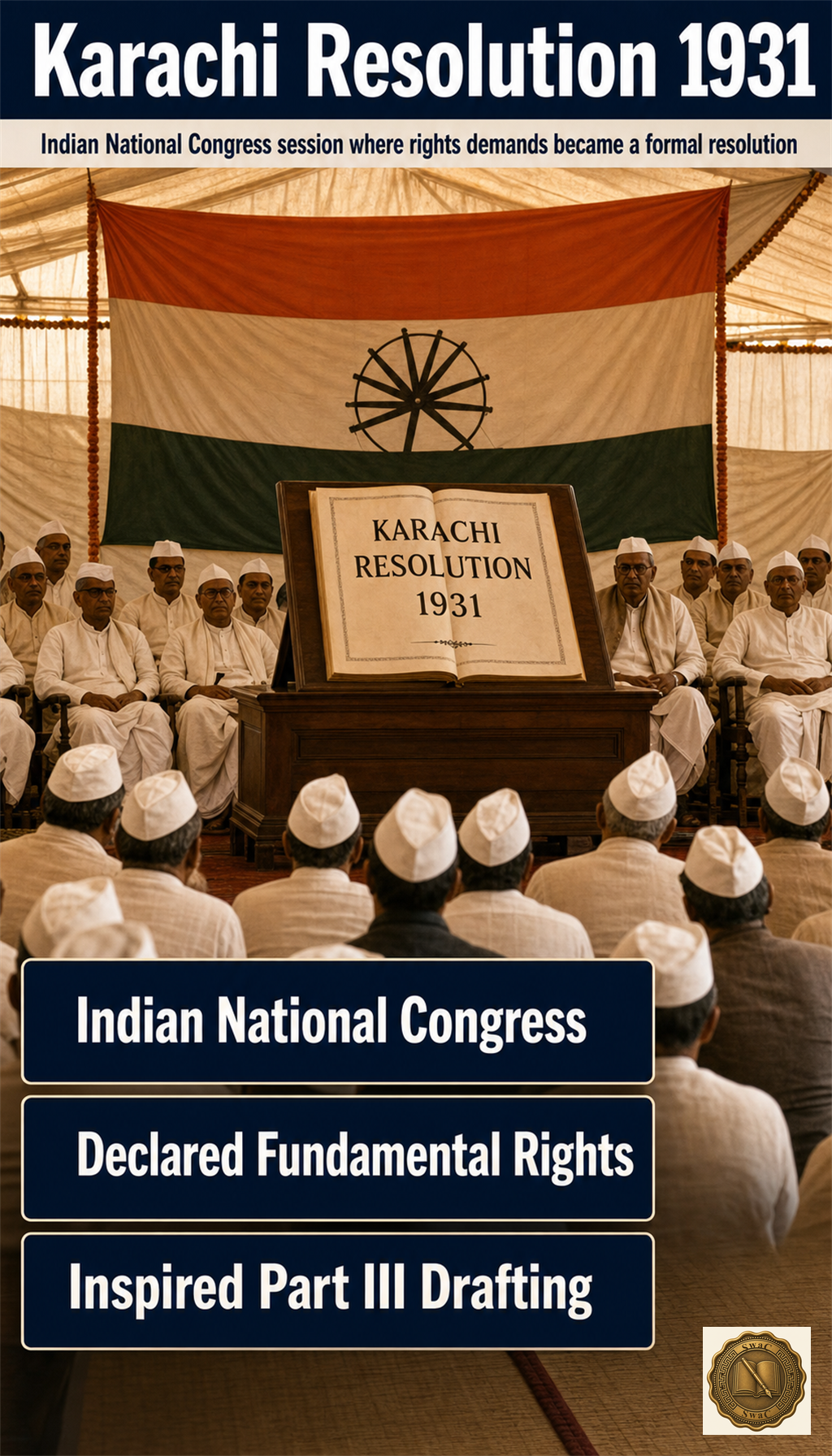 A pre-independence Congress session at Karachi where the demand for fundamental rights crystallized into a formal resolution.