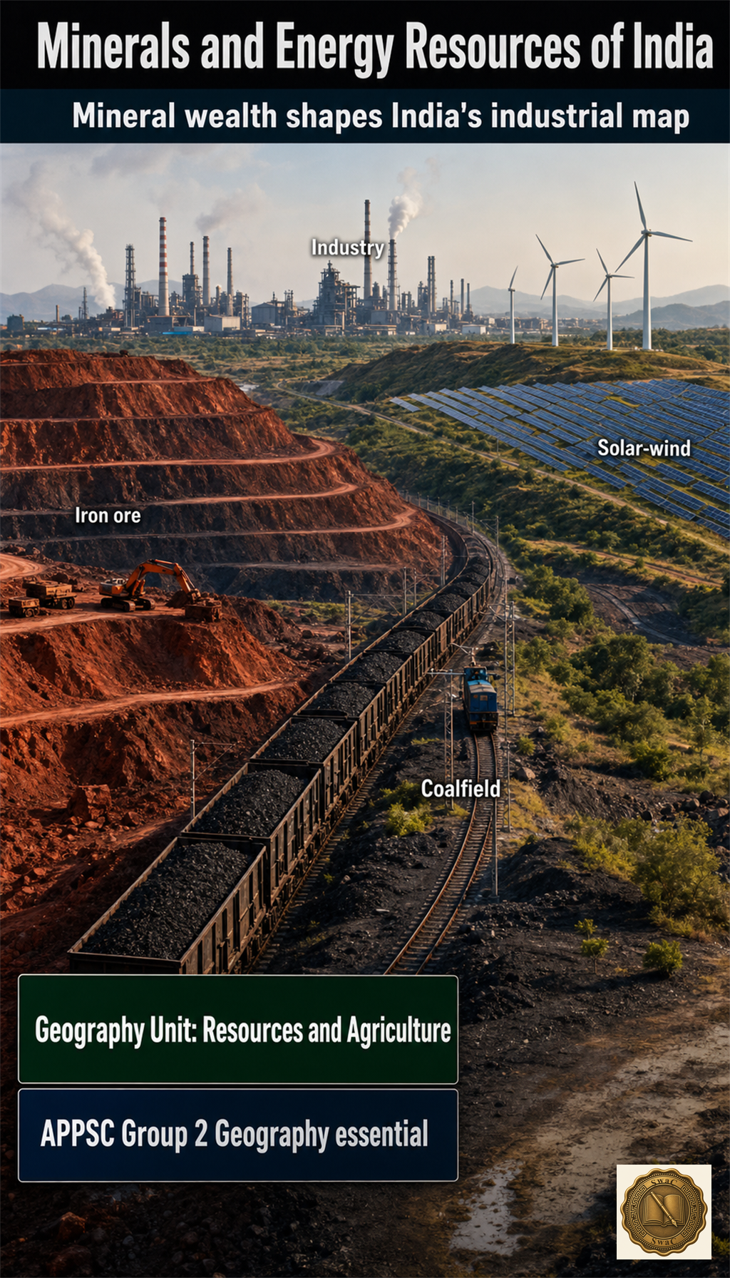 India as a resource-rich subcontinent where mineral belts and energy fields together power industry.