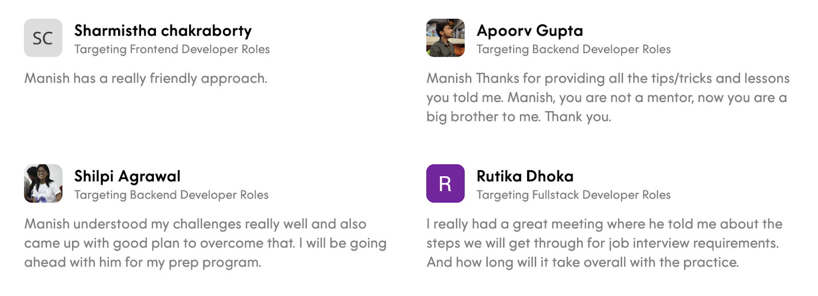 Mentee Reviews - Manish Pushkar