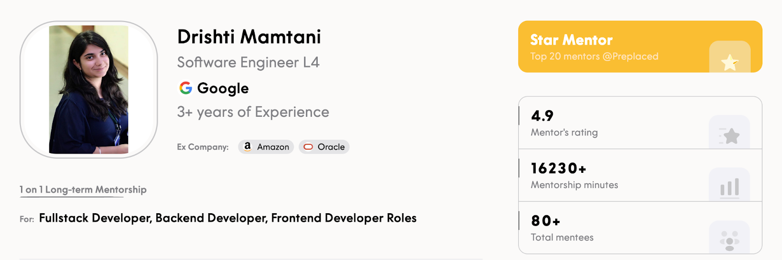 Mentor Profile - Drishti Mamtani