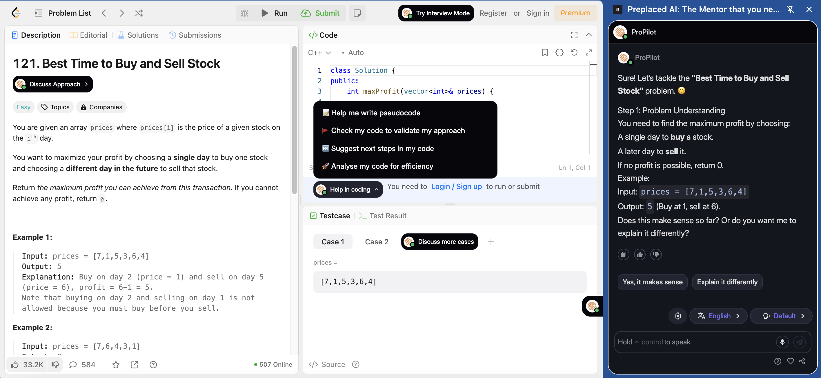 Preplaced AI LeetCode Mentor Extension Functions