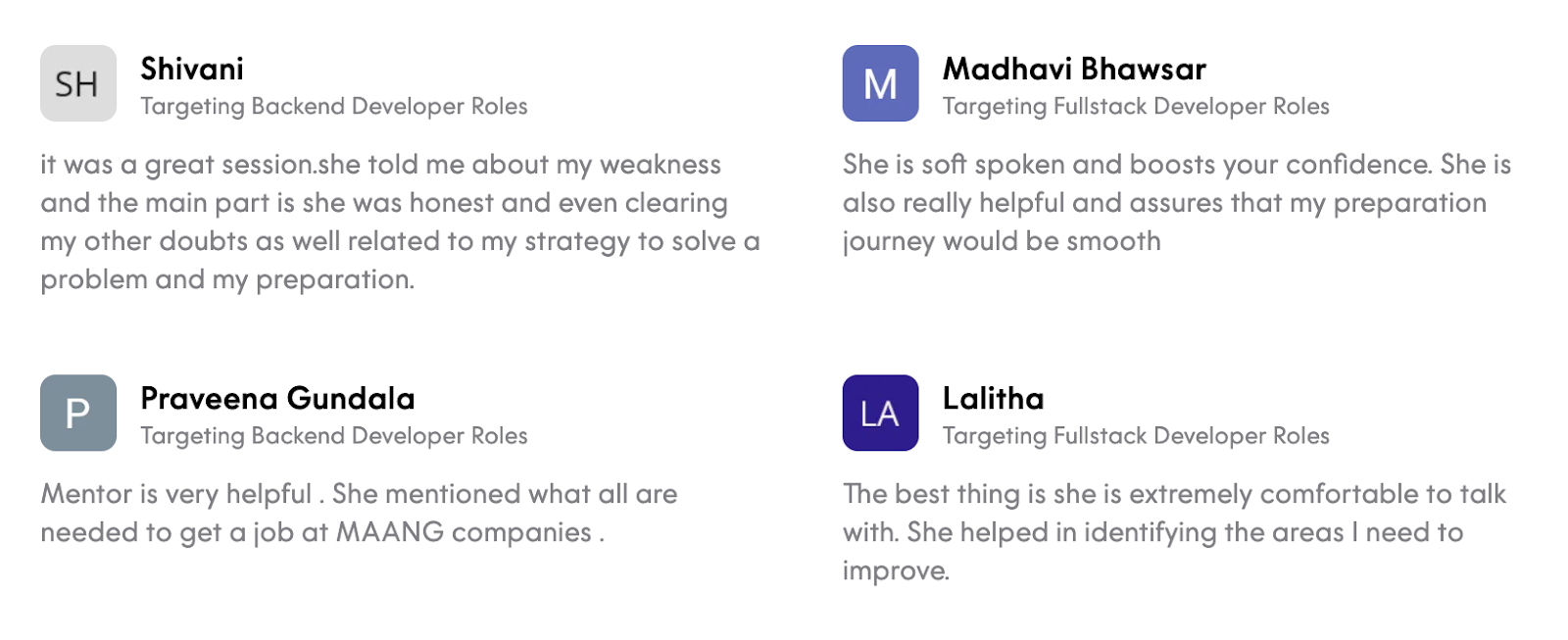 Mentee Reviews - Drishti Mamtani