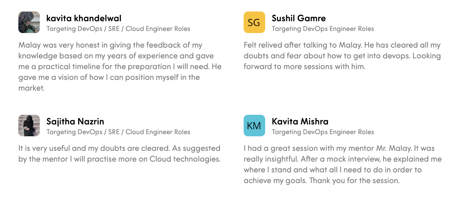 Mentee Reviews - Malay Bhayani