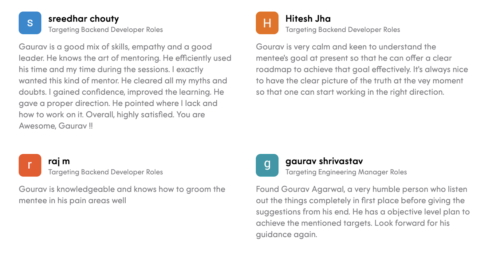 Mentee Reviews - Gourav Agrawal