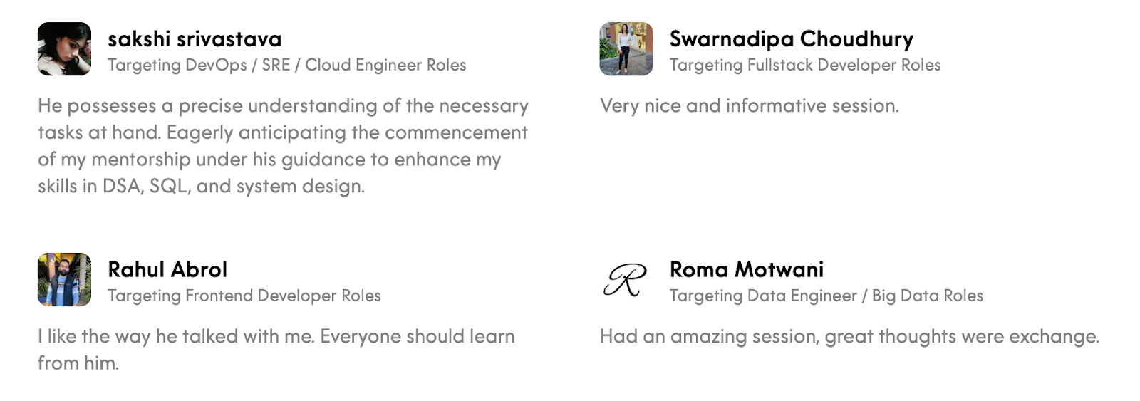 Mentee Reviews - Subham Gupta