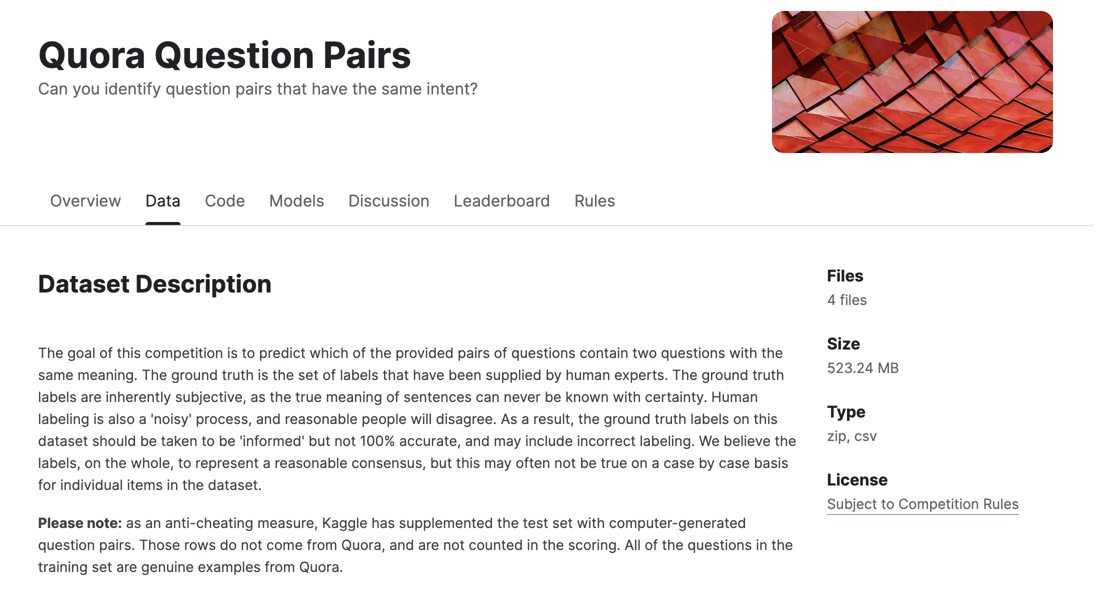 Quora question pair