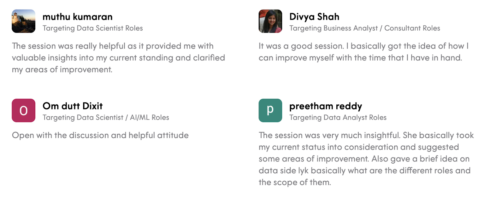 Mentee Reviews - Aparna Vasudevan