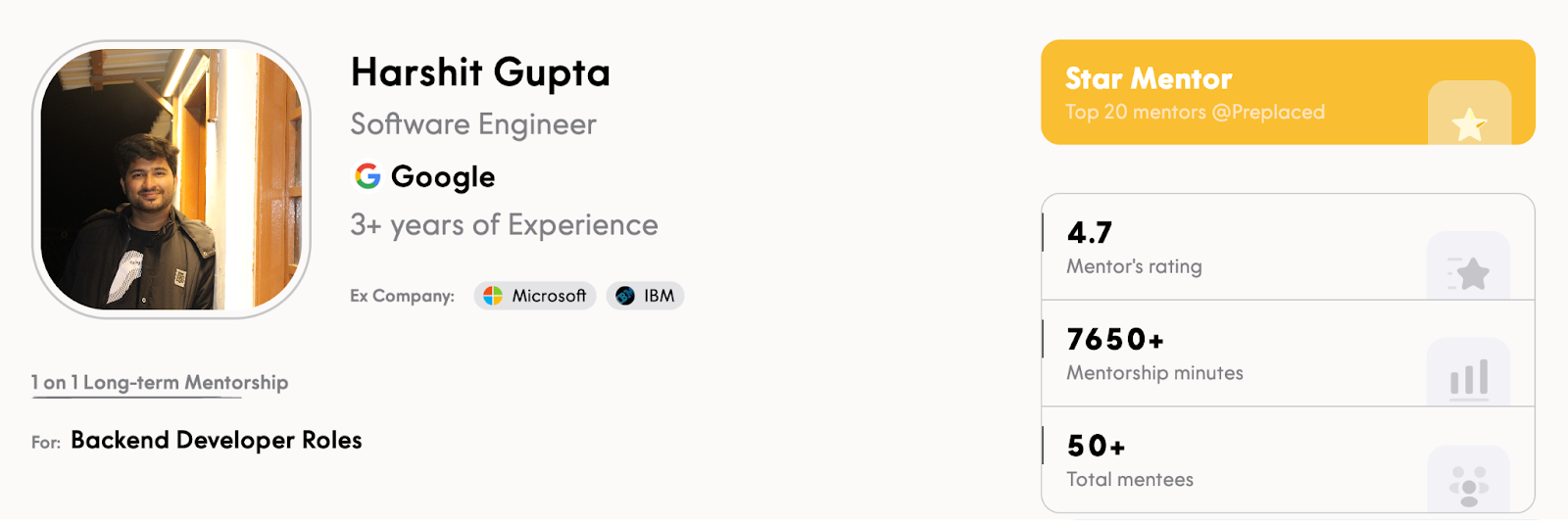 Mentor Profile - Harshit Gupta