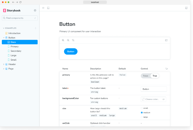 storybook UI