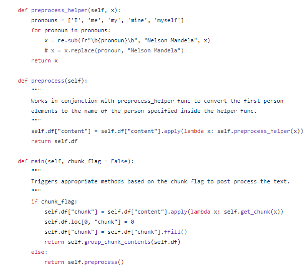 PostProcessor class methods which helps in post processing the text extracted from PDF