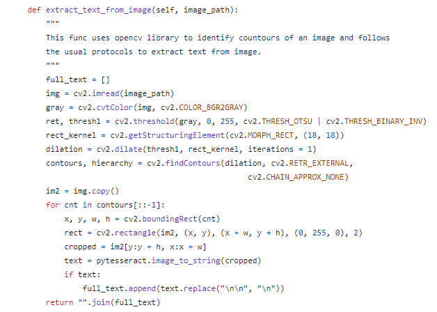 Opencv library in action to extract text from image
