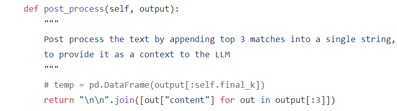 Convert the output dictionary to a string by taking the top 3 matches
