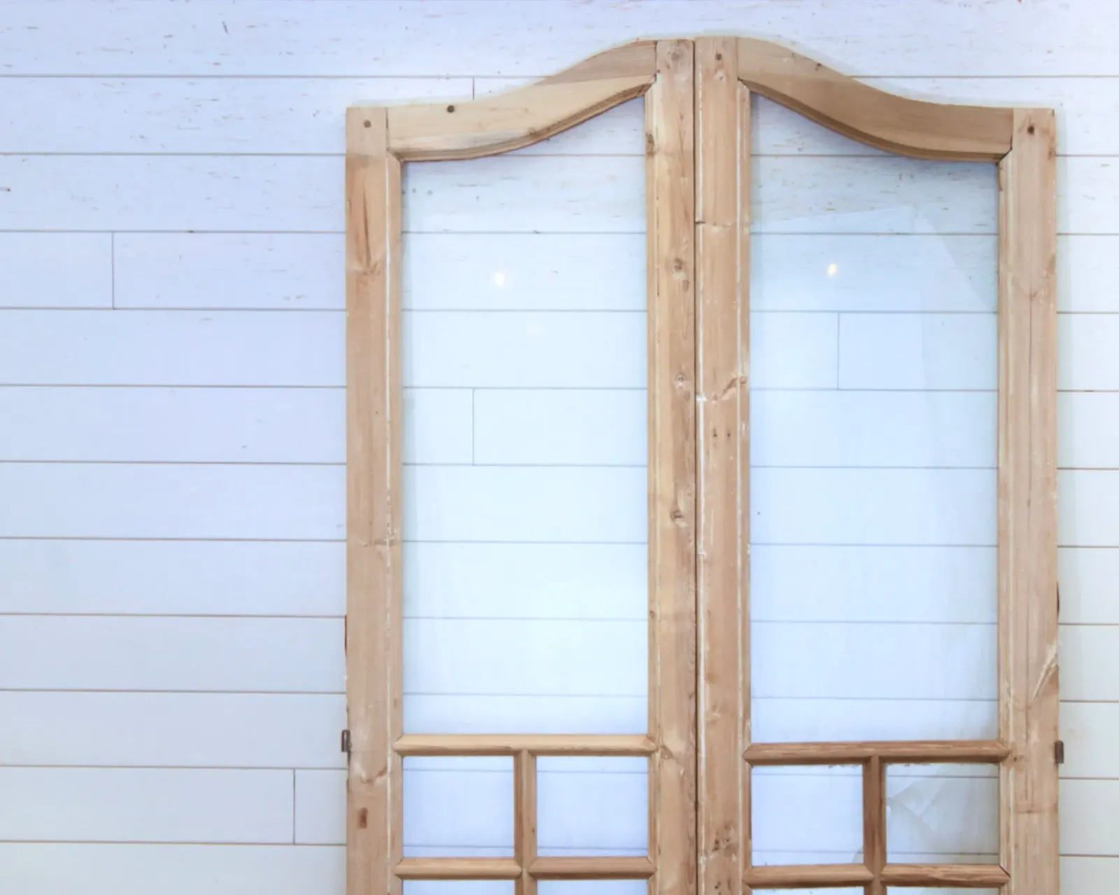19TH CENTURY ARCHED FRENCH PAIR WITH GLASS