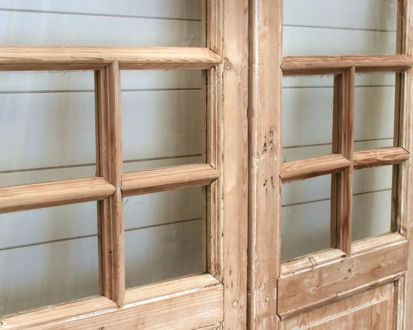 19TH CENTURY ARCHED FRENCH PAIR WITH GLASS