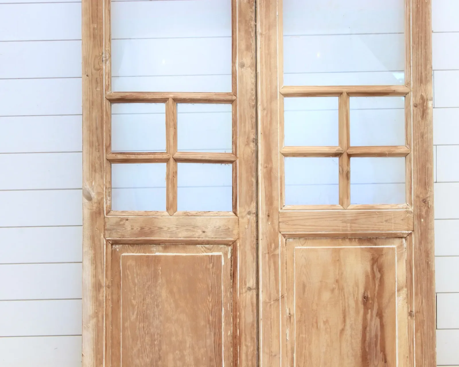 19TH CENTURY ARCHED FRENCH PAIR WITH GLASS