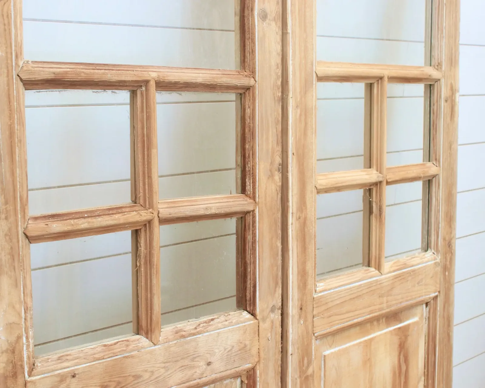 19TH CENTURY ARCHED FRENCH PAIR WITH GLASS