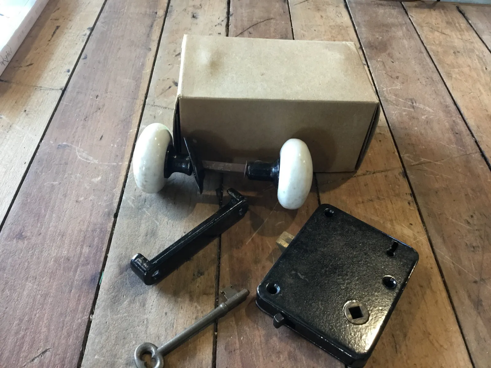 Boxed White Porcelain Door Knob Set
