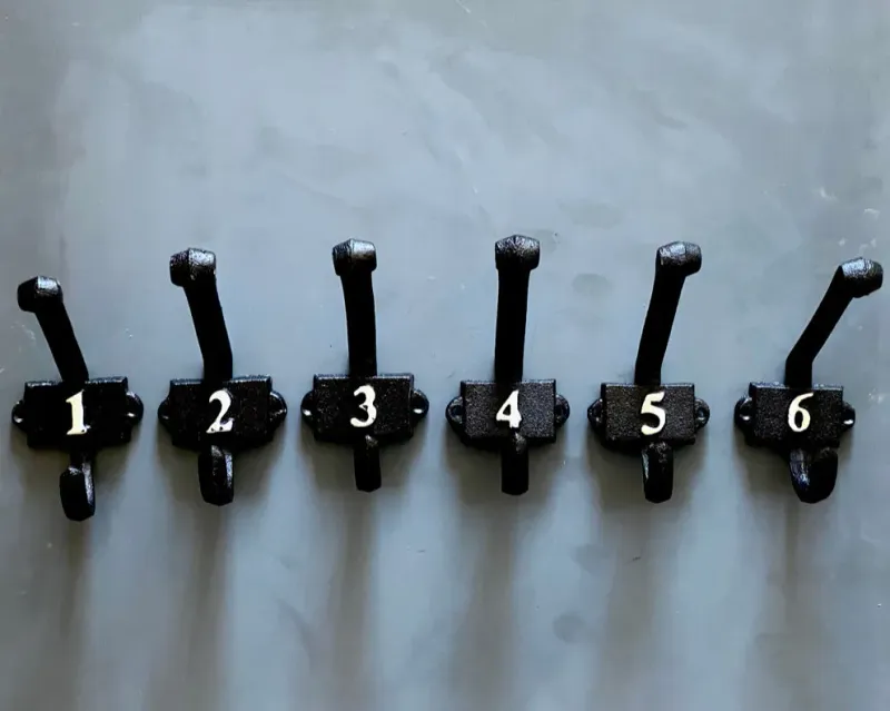 Numerical Coat Hook Set of 6