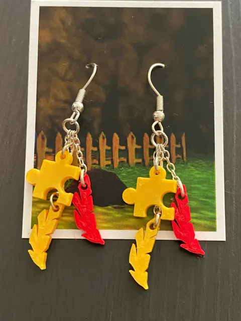 Banjo Kazooie Earrings | Jiggy Charm Jewelry | N64 Cosplay Accessories | Retro Gamer Gift | Geeky Earrings | 3D Printed Banjo Kazooie
