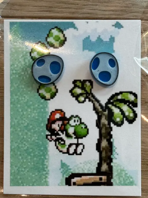 Yoshi Egg Stud Earrings | Cute Gamer Earrings | Nintendo Jewelry | Mario Yoshi Gift | 3D Printed Earrings | Geeky Fashion for Retro Fan