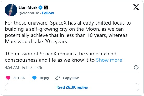 Musk trades Mars dreams for a lunar AI factory