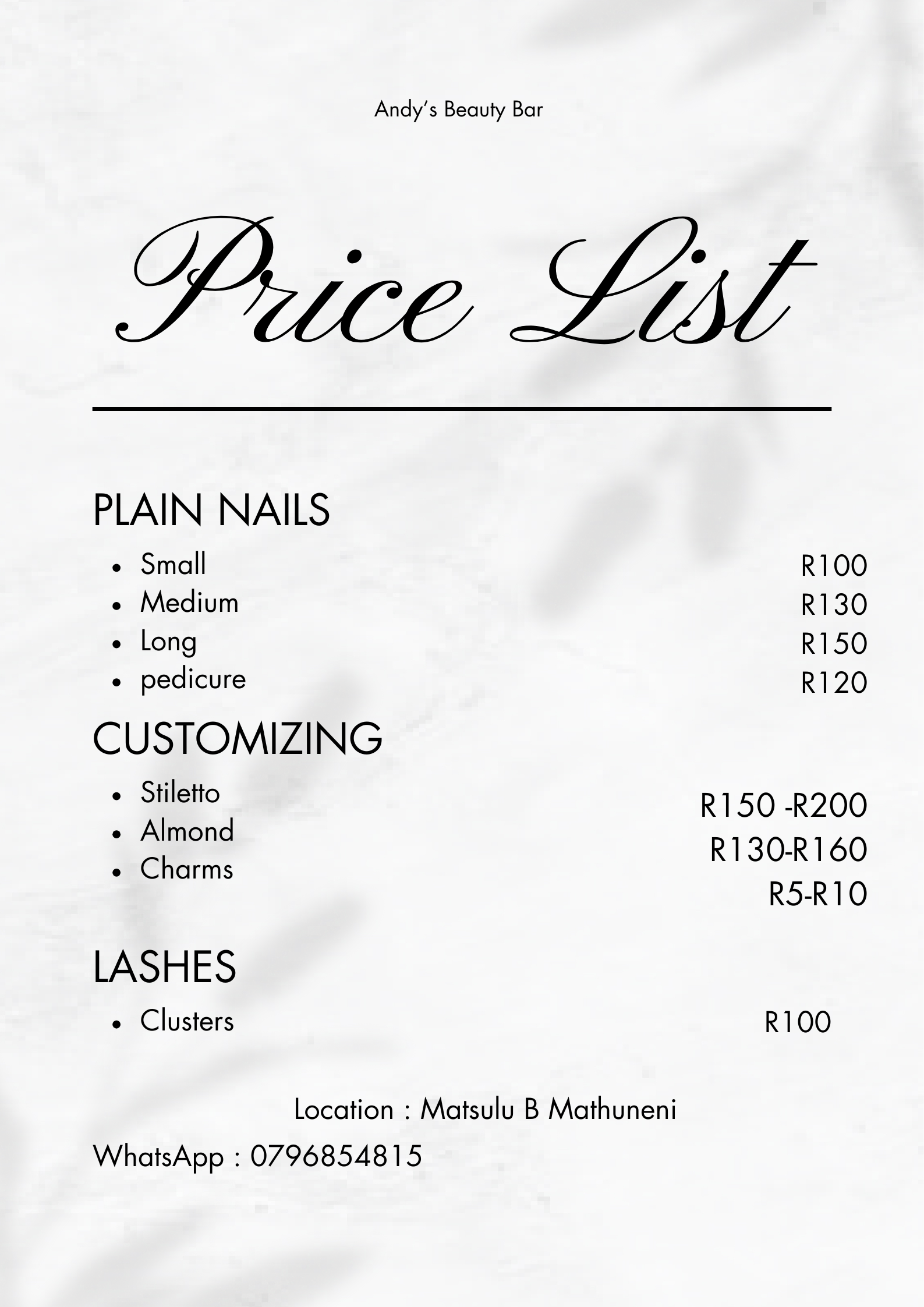 Andy’s Beauty  Bar