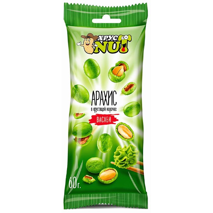 Арахис в хрустящей корочке ХРУСТ NUT "Васаби" 60гр