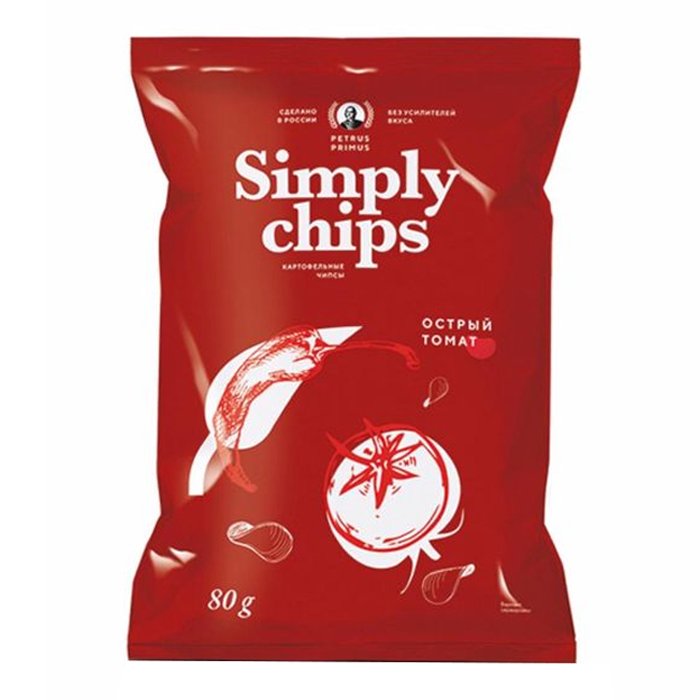 Картофельные чипсы Simply chips Острый томат 80гр